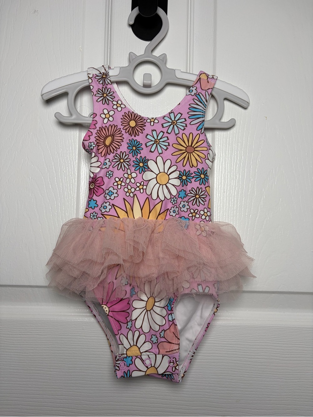 Posh Peanut Presley Floral Tulle Tutu One Piece Swimsuit 6-12M
